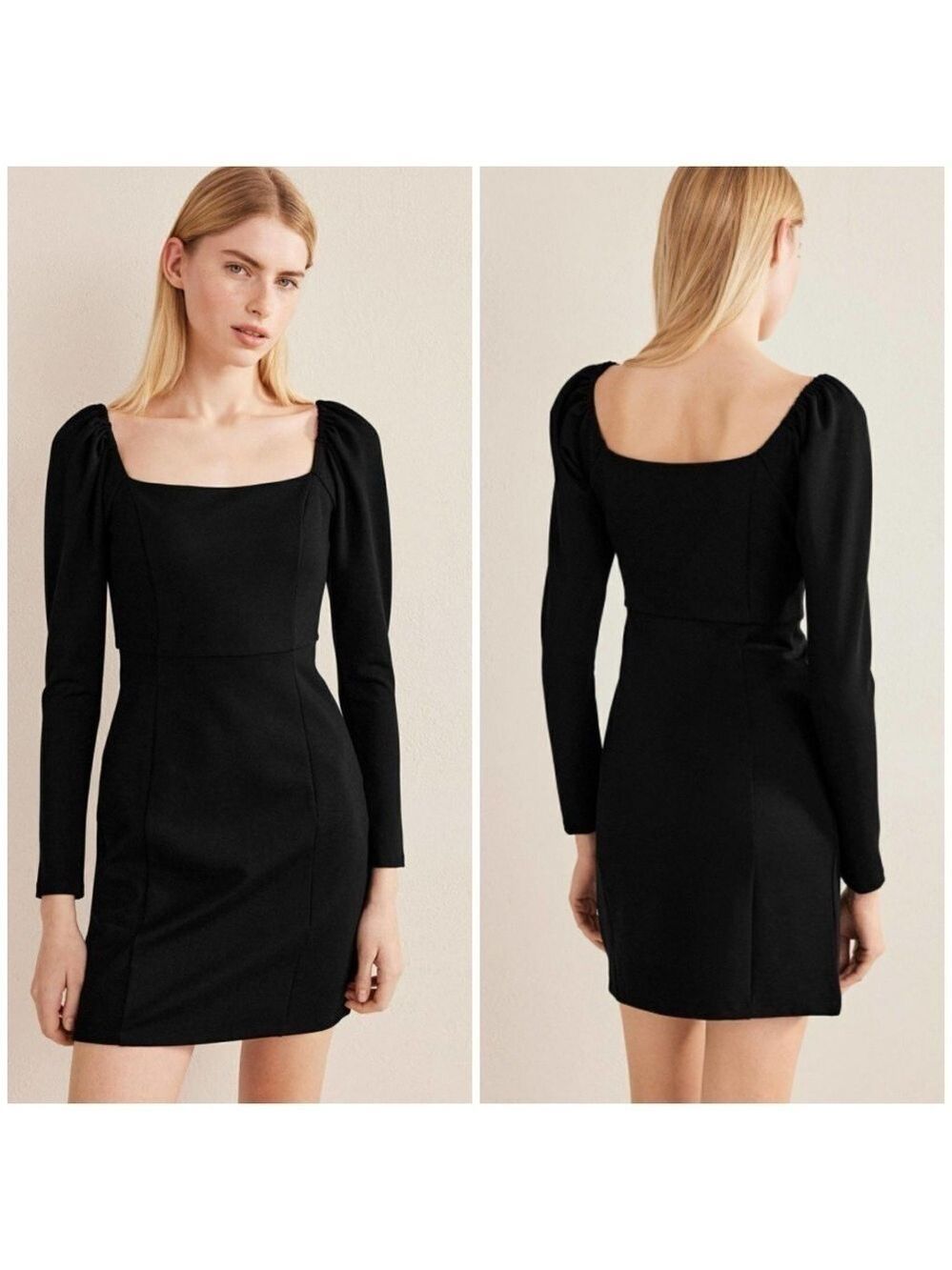 Boden Square Neckline Mini Jersey Dress in Black